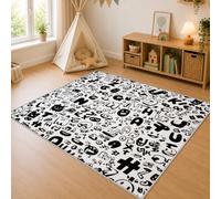 Générique Tapis Salon Noir et Blanc 240x300 Grand Tapis Alphabet Graffiti