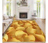 Générique Tapis Salon Nourriture Croustillante 150x150 cm, Tapis Motif Pomme de Terre Chips Antidérapant Poils Ras Doux Lavable pour Chambre, Moquette Décoration Intérieure QAZ82