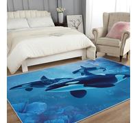 Générique Tapis Salon Orque Paillasson Interieur Entree Vie Marine Baleine 40x60 cm, Moquette de Sol Doux et Antiderapant à Poils Courts, Tapis Sol Décor à La Maison C17