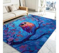 Générique Tapis Salon Paillasson Rectangular, Anti Slip Soft Cosy Tapis en Animaux de Forêt Rêveur Imprimé, Chambre Poil Ras Carpette Idéal pour Enfants 80 x 150 cm Chouette Conte de fées Ciel étoilé