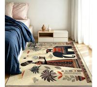 Générique Tapis Salon Paillasson Rectangular, Anti Slip Soft Cosy Tapis en Beauté Africaine Noire Imprimé, Chambre Poil Ras Carpette Idéal pour la Décoration Enfants 80 x 120 cm Éléphant Palmiers