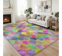 Générique Tapis Salon Paillasson Rectangular, Anti Slip Soft Cosy Tapis en Écailles de sirène Imprimé, Chambre Poil Ras Carpette Idéal pour la Décoration Enfants 160 x 230 cm Grille