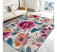 Générique Tapis Salon Paillasson Rectangular, Anti Slip Soft Cosy Tapis en Floral Mode Bohème Imprimé, Chambre Poil Ras Carpette Idéal pour la Décoration Enfants 160 x 230 cm Style Exotique