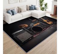 Générique Tapis Salon Paillasson Rectangular, Anti Slip Soft Cosy Tapis en Groupe de Rock Imprimé, Chambre Poil Ras Carpette Idéal pour la Décoration Enfants 140 x 200 cm Culture Musicale