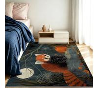 Générique Tapis Salon Paillasson Rectangular, Anti Slip Soft Cosy Tapis en Halloween Panda Imprimé, Chambre Poil Ras Carpette Idéal pour la Décoration Enfants 140 x 200 cm Forêt Nocturne