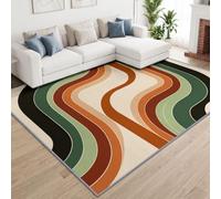 Générique Tapis Salon Paillasson Rectangular, Anti Slip Soft Cosy Tapis en Lignes ondulées rétro Imprimé, Chambre Poil Ras Carpette Idéal pour la Décoration Enfants 160 x 230 cm Rayures médiévales