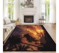 Générique Tapis Salon Palmier, Tapis Ciel Étoilé Coucher de Soleil, Poils Antidérapant Courts Doux Moquette pour Salon Chambre Bureau pour Un Nettoyage Facile 80 x 150 cm P-&53
