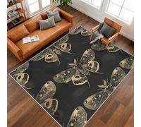 Générique Tapis Salon Papillon de Nuit Vintage, Tapis Chambre Insecte Bohème Gothique, Doux Flanelle Poil Court 60x110 cm - Lavable Antidérapant Paillasson H-99