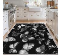 Générique Tapis Salon Papillon Vintage, Tapis Papillon Noir Blanc, Poils Antidérapant Courts Doux Moquette pour Salon Chambre Bureau pour Un Nettoyage Facile 180 x 240 cm P-&132
