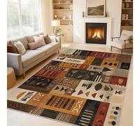 Générique Tapis Salon Patchwork Ethnique, Tapis Bohème Moderne, Poils Antidérapant Courts Doux Moquette pour Salon Chambre Bureau pour Un Nettoyage Facile 160 x 230 cm P-&42