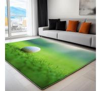 Générique Tapis Salon Paysage Naturel Tapis Antidérapan Imprimé Prairie Verte Balle De Golf, Ne perd Pas Ses Poils Lavable en Machine pour Chambre à Coucher Salle à Manger Bureau 80 x 150 cm
