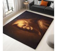 Générique Tapis Salon Peinture À l'huile Crâne Doré avec Cape 180 x 240 cm Tapis Chambre Impression 3D Moderne, Noir Moquette Antidérapant Lavable Machine, pour Salon Salle à Manger Bureau
