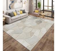 Générique Tapis Salon Pierre Blanc, Tapis Mur de Brique Rustique Chambre Antidérapant Doux, Poils Courts Lavable pour Entree Interieur Salle à Manger et Bureau 120x180cm QAZ28