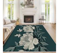 Générique Tapis Salon Pivoine, Tapis Chambre Pivoine Fleur, Doux Flanelle Poil Court 80x150 cm - Lavable Antidérapant Paillasson H-75