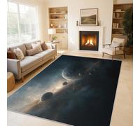 Générique Tapis Salon Planète 180x240 cm, Tapis Espace Interstellaire pour Chambre, Moquette Antidérapant Lavable à Poils Ras, Paillasson Décor à La Maison C&J51