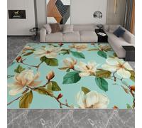 Générique Tapis Salon Plantes Fleurs Champêtres Branches Fleurs Milan 80 x 150 cm - Tapis Noir-Blanc Lavable en Machine Grande Chambre Résistante Antidérapant pour Salon et Salle à Manger