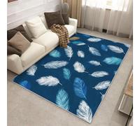 Générique Tapis Salon Plumes Bleu Blanc, Tapis Plume Moderne, Poils Antidérapant Courts Doux Moquette pour Salon Chambre Bureau pour Un Nettoyage Facile 180 x 240 cm P-&117