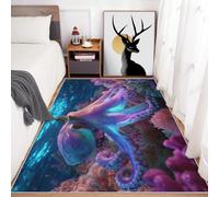 Générique Tapis Salon Poulpe, Tapis Récif Corallien Monde sous-Marin, Poils Antidérapant Courts Doux Moquette pour Salon Chambre Bureau pour Un Nettoyage Facile 240 x 340 cm P-&41