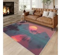 Générique Tapis Salon Pyramide Coucher de Soleil, Tapis Palmier Tropical, Poils Antidérapant Courts Doux Moquette pour Salon Chambre Bureau pour Un Nettoyage Facile 200 x 300 cm P-&86