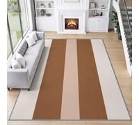 Générique Tapis Salon Rayures Brunes Modernes 120 x 170 cm, Lavable en Machine Tapis de Sol Bohème Doux Antidérapant pour Entree Interieur, Chambre, Salle à Manger