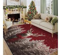 Générique Tapis Salon Renne de Noël 180x240 cm, Tapis Animaux Festif pour Chambre, Moquette Antidérapant Lavable à Poils Ras, Decoration Noel CL&J12