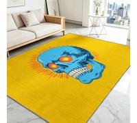 Générique Tapis Salon Résistante à la Tache Crâne Bleu Soleil Cool, Tapis de décoration Chambre Moquette Pop Art Doux Antidérapant pour Chambre d'enfant Bureau à Domicile, 120 x 170 cm
