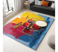 Générique Tapis Salon Résistante à la Tache Musique Batterie Aquarelle, Tapis de décoration Chambre Moquette Doux Antidérapant pour Chambre d'enfant Bureau à Domicile, 80 x 120 cm