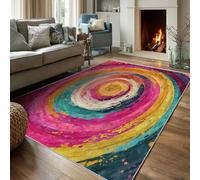 Générique Tapis Salon Rétro Coloré 100x150 Lavable Motif Abstrait Groovy Rainbow Tapis Deco Chambre Fille Ado Adulte Interieur Moquette Chambre Descente De Lit Carpet Antidérapant Poil Court, FD6355