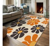 Générique Tapis Salon Rétro Fleurs 180x200 Lavable Motif Fleur Année 70 Groovy Tapis Deco Chambre Fille Ado Adulte Interieur Moquette Chambre Descente De Lit Carpet Antidérapant Poil Court, FD6347