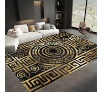 Générique Tapis Salon Rétro Géométrie Dorée Grèce Antique Lavable Pile Courte et Douce, Rectangulaire Tapis Chambre Intérieur Extérieur Dessous antidérapant 140x200 cm