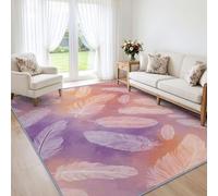 Générique Tapis Salon Rêve Rose-Violet Plumes D'Oiseau 120 x 170 cm, Lavable en Machine Tapis de Sol Bohème Doux Antidérapant pour Entree Interieur, Chambre, Salle à Manger