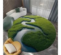 Générique Tapis Salon Rond 60 cm Paysages Naturels Mangroves De Zanzibar Rivière, Lavable en Machine Tapis de Chambre Rond Antidérapant - pour Manger Bureau & Plus Durable Poils Ras Moquette Vert