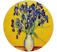 Générique Tapis Salon Rond 90 cm, Peinture À l'huile D'Iris Tapis Chambre Lavable en Machine Antidérapant Salle a Manger, Extra Doux Moquette Chambre pour Cuisine Balcon Entrées Buanderies, Jaune