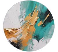 Générique Tapis Salon Rond Diamètre 100 cm, Style Éclaboussures De Peinture Abstraites, Tapis Doux Antidérapant pour Décoration Salle à Manger Chambre Canapé Cuisine Chambre d'enfant, Turquoise