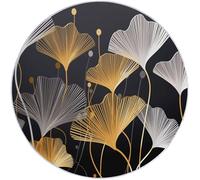 Générique Tapis Salon Rond Diamètre 160 cm, Style Feuilles De Ginkgo Abstraites, Tapis Doux Antidérapant pour Décoration Salle à Manger Chambre Canapé Cuisine Chambre d'enfant, Or Blanc