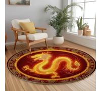Générique Tapis Salon Rond Dragon Chinois, Dragon Oriental Chambre Lavable en Machine Antidérapant Moquette Chambre, Doux Tapis Salle a Manger pour Cuisine, Entrées, Camping-Car, 200 cm