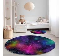 Générique Tapis Salon Rond Modèle De Corps Célestes Galactiques Diamètre 120 cm, Style Abstrait Tapis Doux Antidérapant pour Chambre d’Enfant Baby Room Salon Salle à Manger Chambre Canapé, Coloré