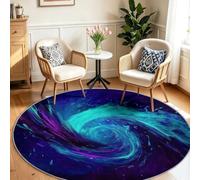 Générique Tapis Salon Rond Multicolore 120 cm, Surréalisme Lavable en Machine et Antidérapant Moquette, Extra Doux Tapis Nébuleuse Tourbillon pour Chambre à Coucher, Salle à Manger, Salle de Jeux