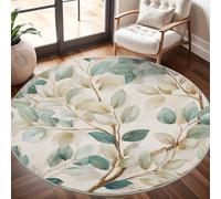 Générique Tapis Salon Rond Poil Ras 160 cm Art VéGéTal en Relief, Moderne Doux et Moelleux Tapi De Salon Lavable, Beige Clair Tapis Rond Antidérapant pour Décoration de Chambre d'enfant