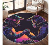 Générique Tapis Salon Rond Poil Ras 200 cm Pilote de Motocross, Moderne Doux et Moelleux Tapi De Salon Lavable, Couleurs NéOn Tapis Rond Antidérapant pour Décoration de Chambre d'enfant