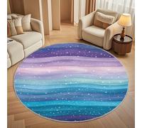Générique Tapis Salon Rond Poil Ras 80 cm Motif à Rayures DéGradéEs, Moderne Doux et Moelleux Tapi De Salon Lavable, Flocon de Neige Tapis Rond Antidérapant pour Décoration de Chambre d'enfant