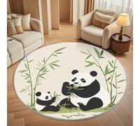 Générique Tapis Salon Rond Poil Ras 80 cm Motif Mignon de Panda Et de Petit, Moderne Doux et Moelleux Tapi De Salon Lavable, Beige Tapis Rond Antidérapant pour Décoration de Chambre d'enfant
