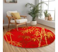Générique Tapis Salon Rond, Style Chinois Plantes Chambre Lavable en Machine Antidérapant Moquette Chambre, Doux Tapis Salle a Manger pour Cuisine, Entrées, Camping-Car, 120 cm