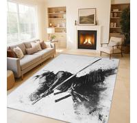 Générique Tapis Salon Samouraï Japonais 120x170 cm, Tapis Orient Asiatique pour Chambre, Moquette Antidérapant Lavable à Poils Ras, Paillasson Décor à La Maison C&J43