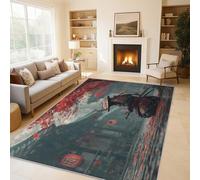 Générique Tapis Salon Samouraï Japonais 160x230 cm, Tapis Orient Asiatique pour Chambre, Moquette Antidérapant Lavable à Poils Ras, Paillasson Décor à La Maison C&J38