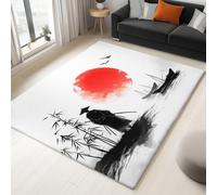 Générique Tapis Salon Samouraï Japonais en Bambou Et Bateau 180x240cm Tapis de Chambre Doux Antidérapant, Moquette Poils Ras Lavable Moderne, Durable et Facile d'entretien