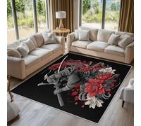 Générique Tapis Salon Samouraï Japonais Paillasson Interieur Entree Dragon Fleurs Oriental 60x90 cm, Moquette de Sol Doux et Antiderapant à Poils Courts, Tapis Sol Décor à La Maison C20