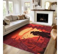 Générique Tapis Salon Samouraï Japonais, Tapis Asiatique Oriental, Poils Antidérapant Courts Doux Moquette pour Salon Chambre Bureau pour Un Nettoyage Facile 120x170 cm P-&96