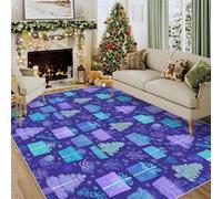 Générique Tapis Salon Sapin de Noël 140x200 cm, Tapis Arbre Violet pour Chambre, Moquette Antidérapant Lavable à Poils Ras, Decoration Noel CL&J4
