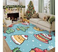 Générique Tapis Salon Sapin de Noël, Paillasson Interieur Entree Thé de l'après-Midi 60x90 cm, Moquette de Sol Doux et Antiderapant à Poils Courts, Tapis Sol Decoration Noel CL&J11